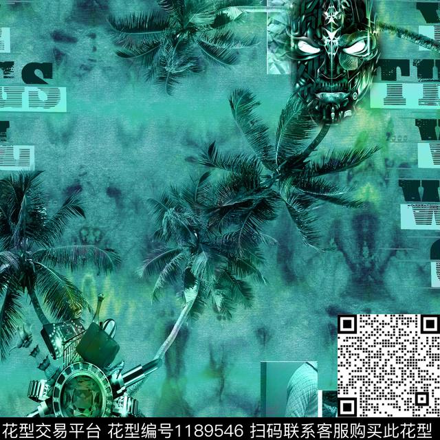 潮牌抽象大牌风数码印花华亿平台下载（图片编号: 1189546） - 瓦栏（Walan）