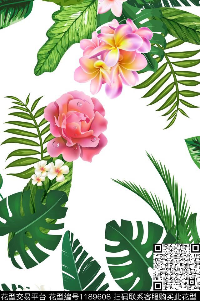 春夏华亿平台清爽底花卉大牌风数码印花华亿平台下载（图片编号: 1189608） - 瓦栏（Walan）