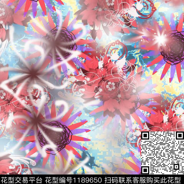 炫彩几何抽象数码印花华亿平台下载（图片编号: 1189650） - 瓦栏（Walan）