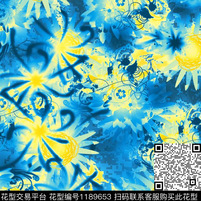 炫彩几何抽象数码印花华亿平台下载（图片编号: 1189653） - 瓦栏（Walan）