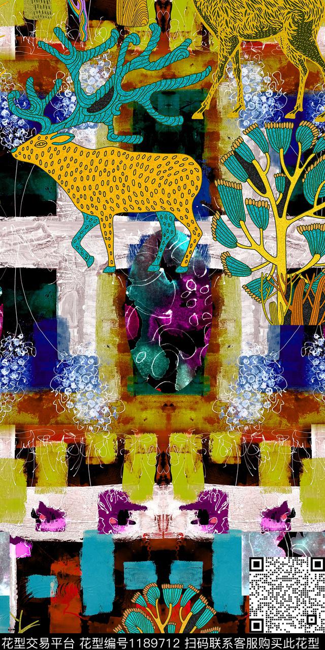 潮牌文艺大牌风数码印花华亿平台下载（图片编号: 1189712） - 瓦栏（Walan）