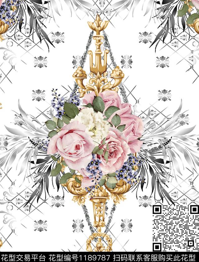 数码华亿平台大花花卉数码印花华亿平台下载（图片编号: 1189787） - 瓦栏（Walan）