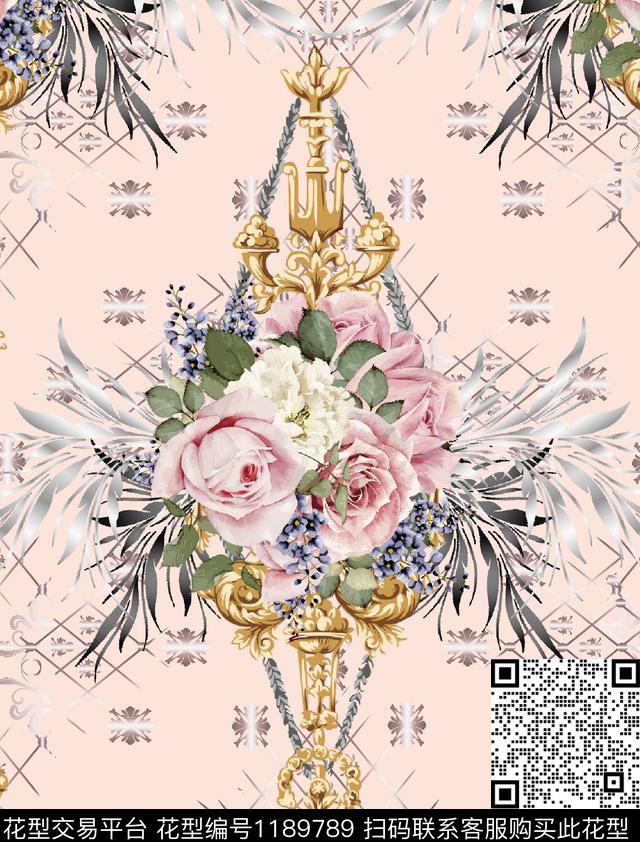 数码华亿平台大花花卉数码印花华亿平台下载（图片编号: 1189789） - 瓦栏（Walan）
