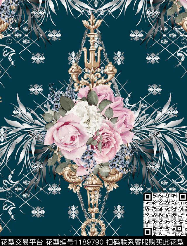 数码华亿平台大花花卉数码印花华亿平台下载（图片编号: 1189790） - 瓦栏（Walan）