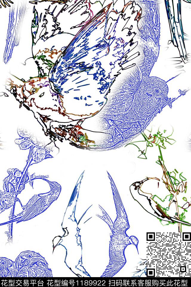 休闲手绘动物数码印花华亿平台下载（图片编号: 1189922） - 瓦栏（Walan）