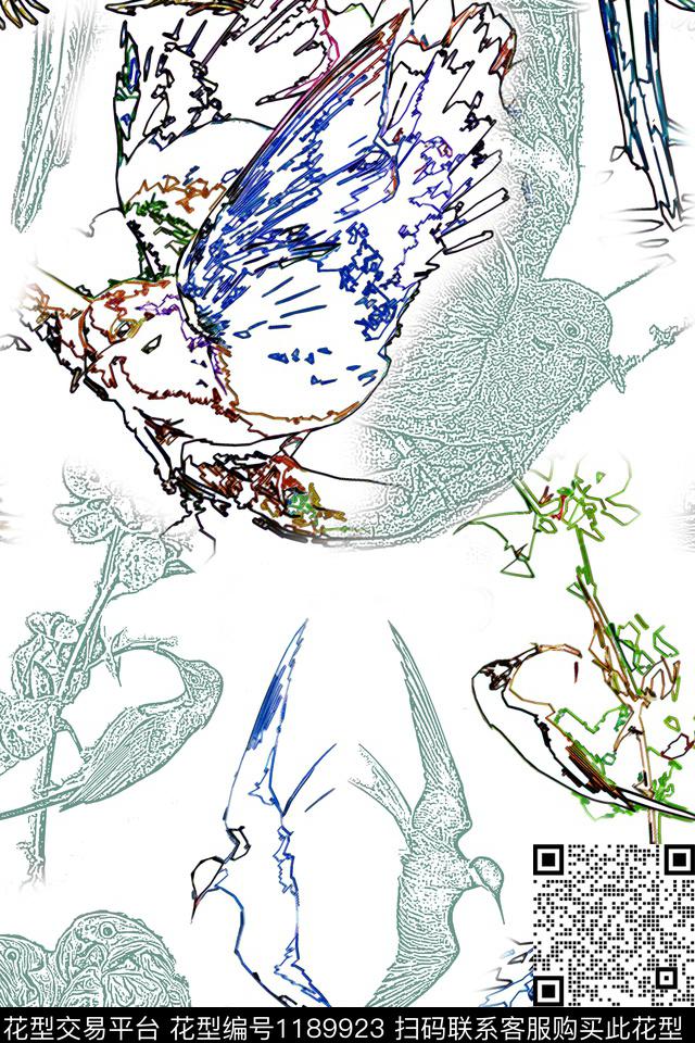 休闲手绘动物数码印花华亿平台下载（图片编号: 1189923） - 瓦栏（Walan）