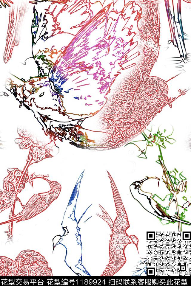 休闲手绘动物数码印花华亿平台下载（图片编号: 1189924） - 瓦栏（Walan）