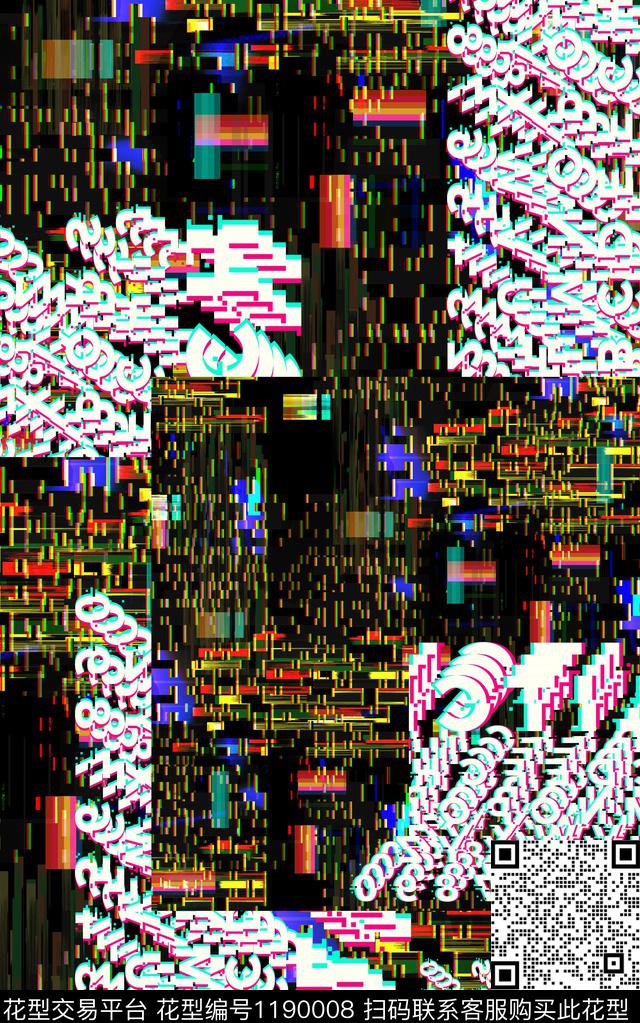 字母几何线条数码印花华亿平台下载（图片编号: 1190008） - 瓦栏（Walan）