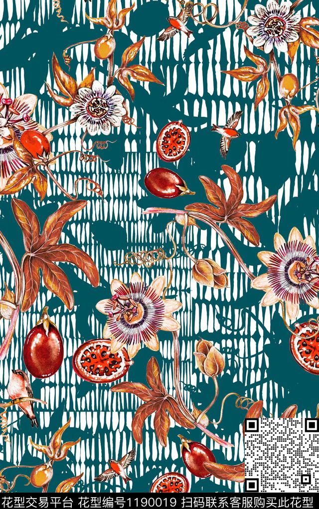 女装几何花卉数码印花华亿平台下载（图片编号: 1190019） - 瓦栏（Walan）