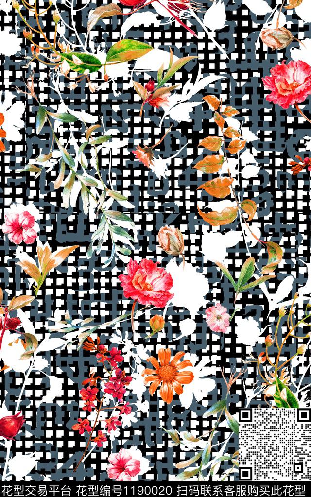 女装几何花卉数码印花华亿平台下载（图片编号: 1190020） - 瓦栏（Walan）