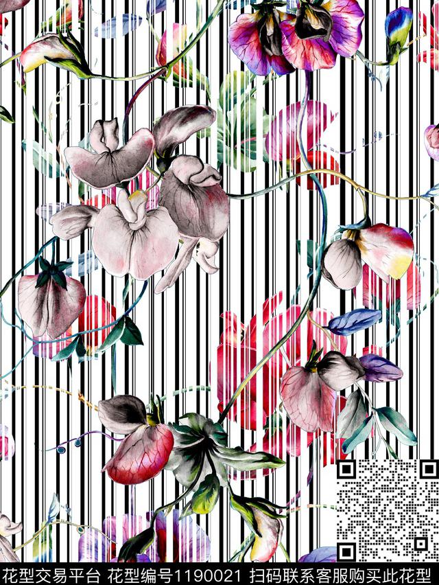 女装几何花卉数码印花华亿平台下载（图片编号: 1190021） - 瓦栏（Walan）