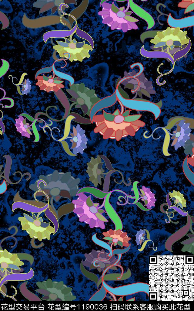 女装花卉裙数码印花华亿平台下载（图片编号: 1190036） - 瓦栏（Walan）