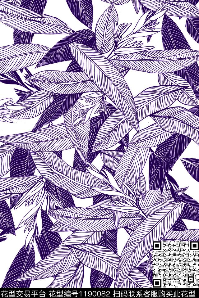 单色素色手绘花卉传统印花华亿平台下载（图片编号: 1190082） - 瓦栏（Walan）