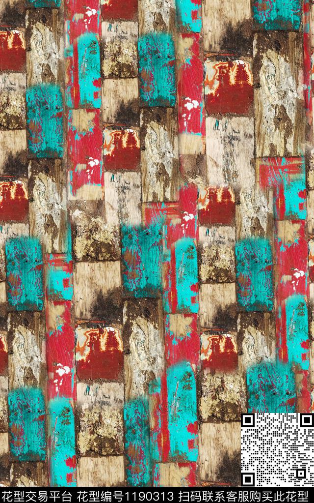 抽象棉麻笔触数码印花华亿平台下载（图片编号: 1190313） - 瓦栏（Walan）