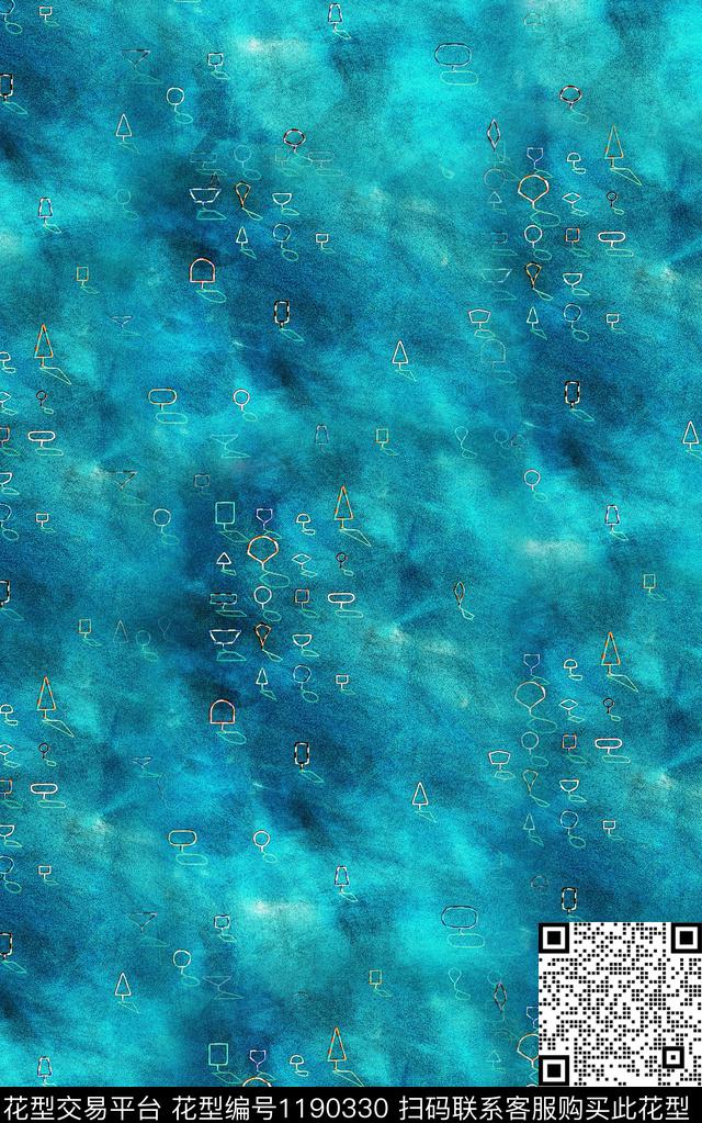 抽象棉麻笔触数码印花华亿平台下载（图片编号: 1190330） - 瓦栏（Walan）