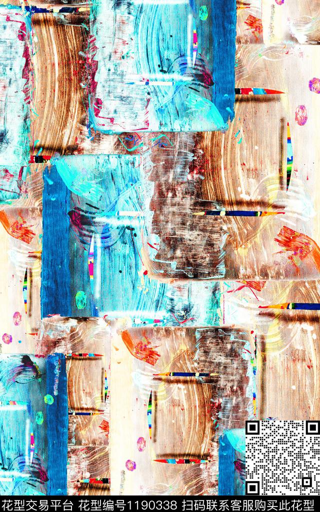 抽象棉麻笔触数码印花华亿平台下载（图片编号: 1190338） - 瓦栏（Walan）