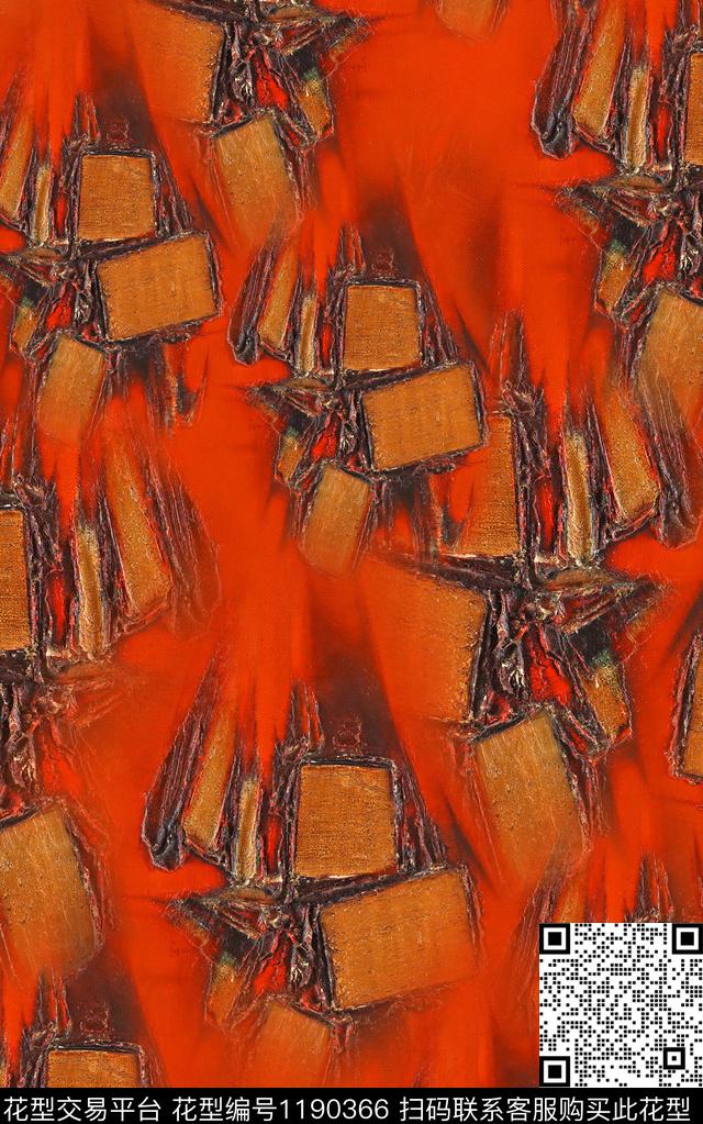 抽象棉麻笔触数码印花华亿平台下载（图片编号: 1190366） - 瓦栏（Walan）