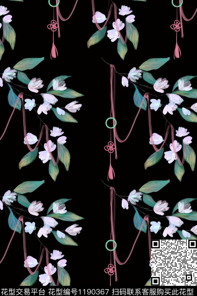 手绘花卉插画水墨风数码印花华亿平台下载（图片编号: 1190367） - 瓦栏（Walan）