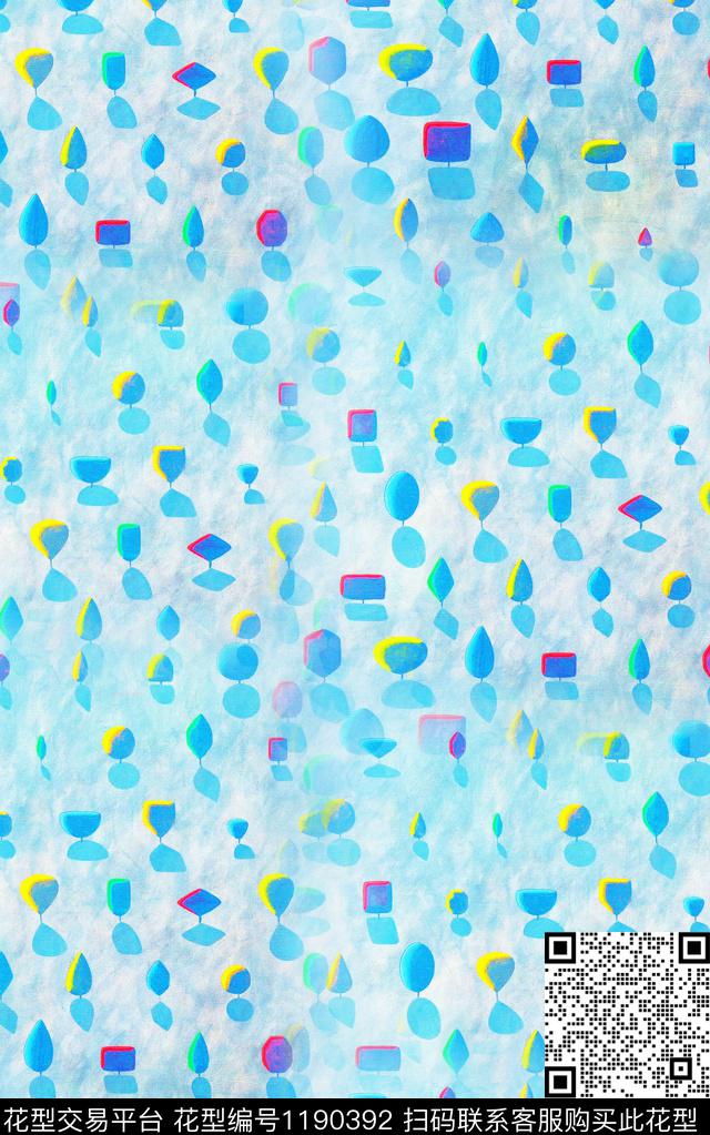 抽象棉麻笔触数码印花华亿平台下载（图片编号: 1190392） - 瓦栏（Walan）