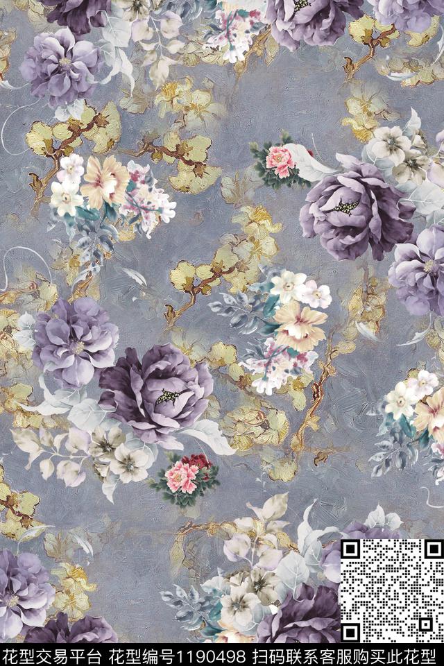 花卉雅致旗袍数码印花华亿平台下载（图片编号: 1190498） - 瓦栏（Walan）