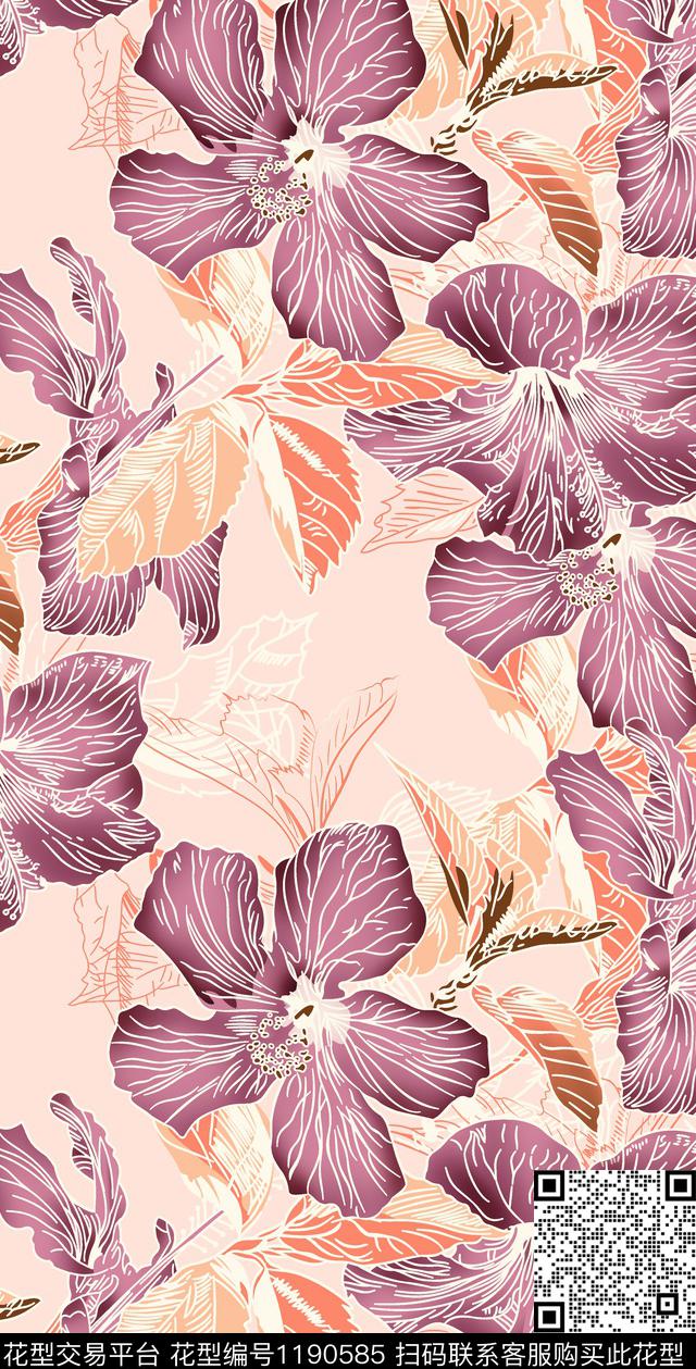数码华亿平台女装花卉数码印花华亿平台下载（图片编号: 1190585） - 瓦栏（Walan）