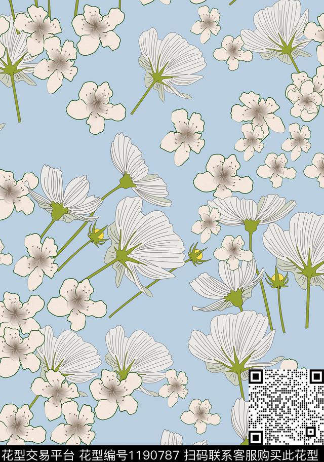 数码华亿平台花卉大牌风数码印花华亿平台下载（图片编号: 1190787） - 瓦栏（Walan）