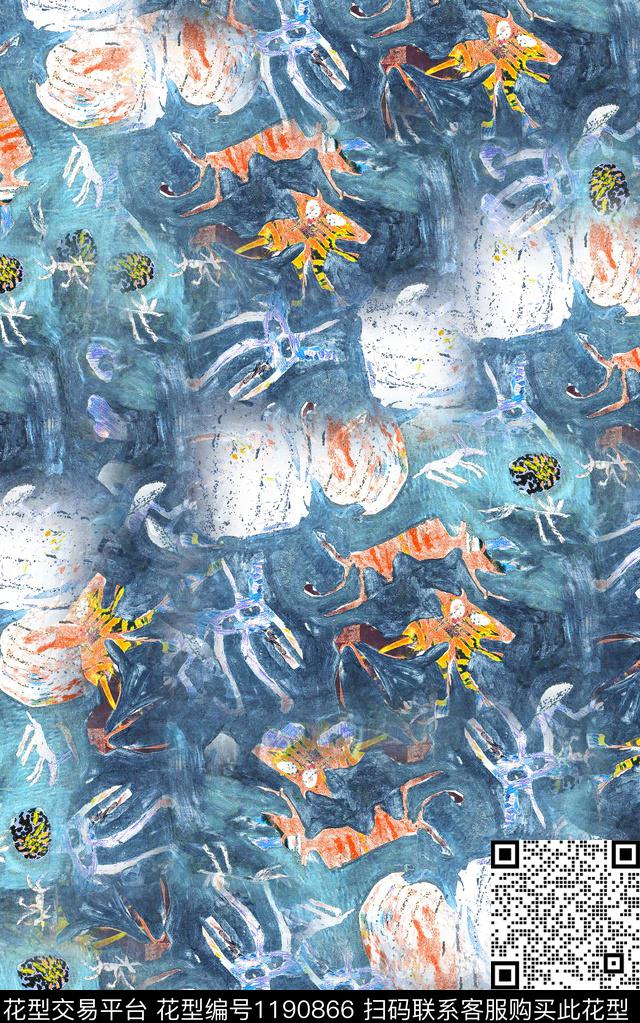 棉麻笔触肌理数码印花华亿平台下载（图片编号: 1190866） - 瓦栏（Walan）