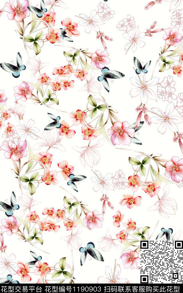 数码华亿平台花卉小清新数码印花华亿平台下载（图片编号: 1190903） - 瓦栏（Walan）