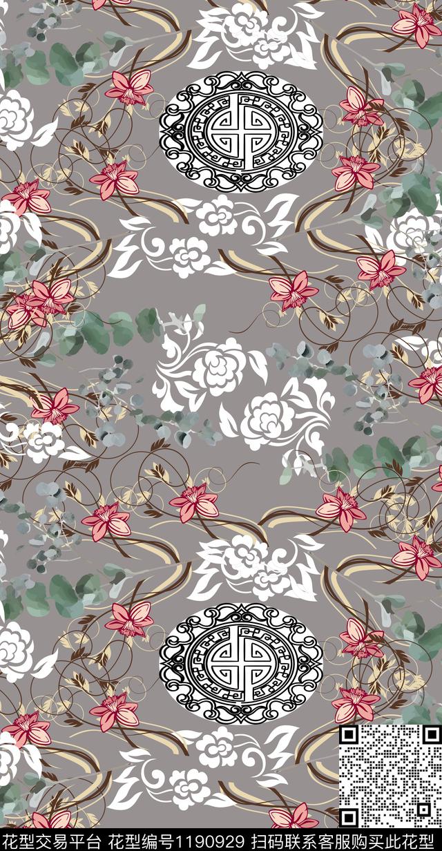 数码华亿平台花卉大牌风数码印花华亿平台下载（图片编号: 1190929） - 瓦栏（Walan）