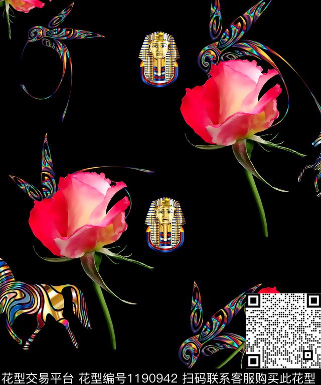 清爽底花卉抽象动物数码印花华亿平台下载（图片编号: 1190942） - 瓦栏（Walan）