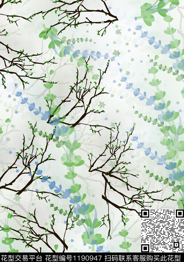 数码华亿平台花卉大牌风数码印花华亿平台下载（图片编号: 1190947） - 瓦栏（Walan）