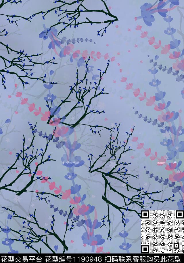 数码华亿平台花卉大牌风数码印花华亿平台下载（图片编号: 1190948） - 瓦栏（Walan）