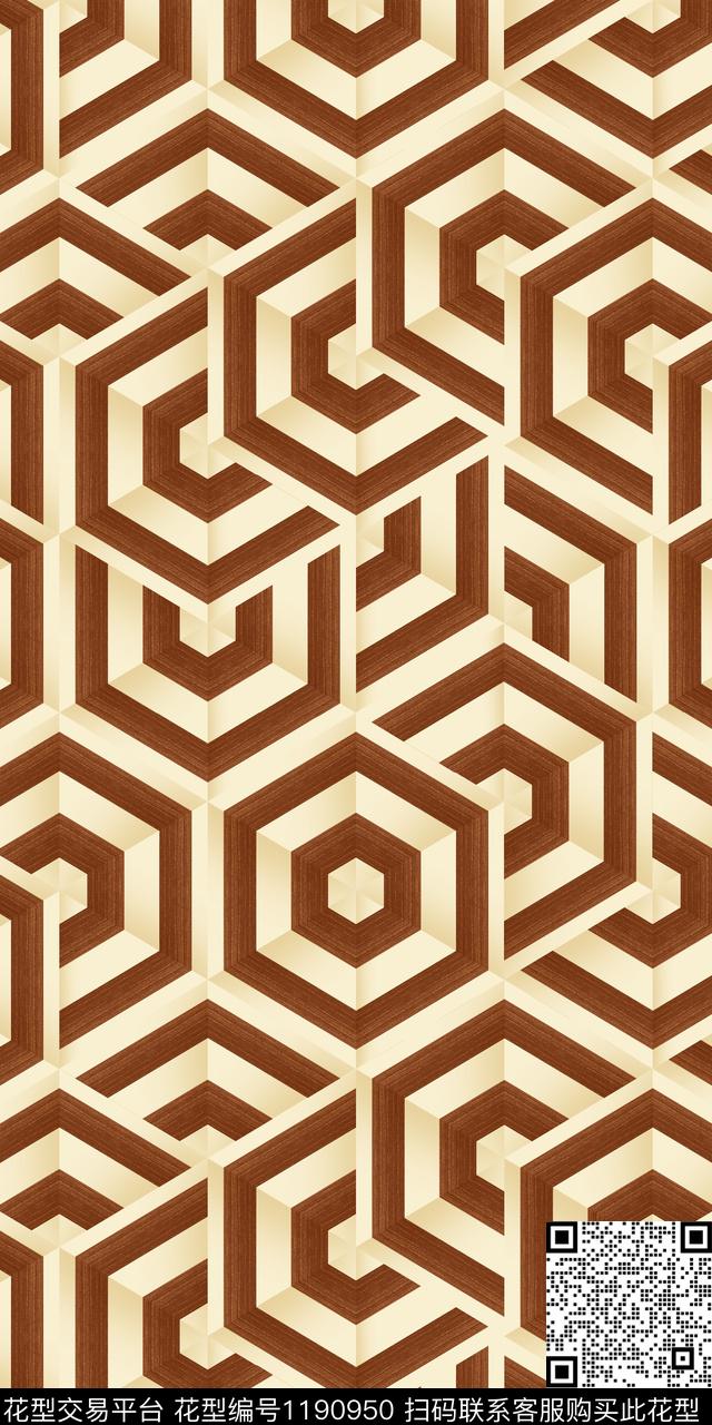 六边形木纹数码印花华亿平台下载（图片编号: 1190950） - 瓦栏（Walan）