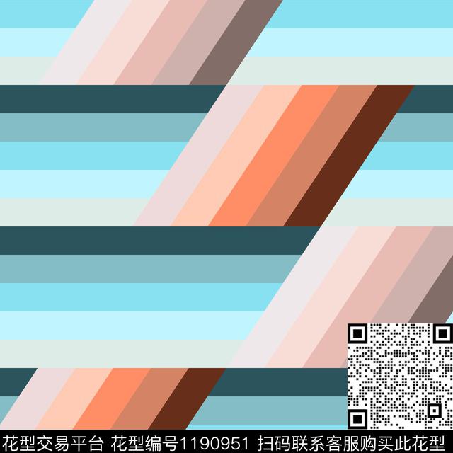 几何抽象条纹数码印花华亿平台下载（图片编号: 1190951） - 瓦栏（Walan）