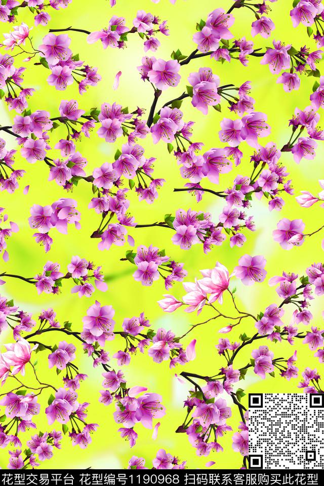 数码华亿平台花卉大牌风数码印花华亿平台下载（图片编号: 1190968） - 瓦栏（Walan）