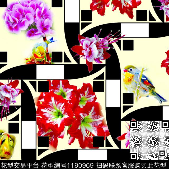数码华亿平台花卉大牌风数码印花华亿平台下载（图片编号: 1190969） - 瓦栏（Walan）