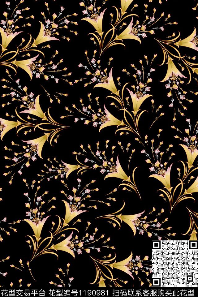 抽象花卉小碎花数码印花华亿平台下载（图片编号: 1190981） - 瓦栏（Walan）