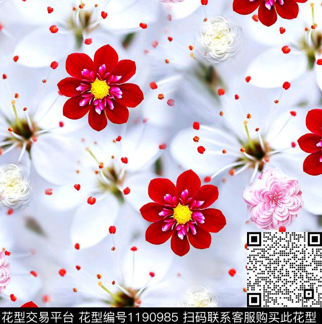 数码华亿平台花卉大牌风数码印花华亿平台下载（图片编号: 1190985） - 瓦栏（Walan）
