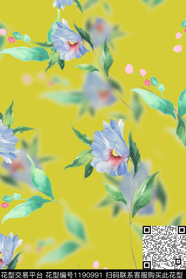 彩底花卉年轻女性高档旗袍数码印花华亿平台下载（图片编号: 1190991） - 瓦栏（Walan）