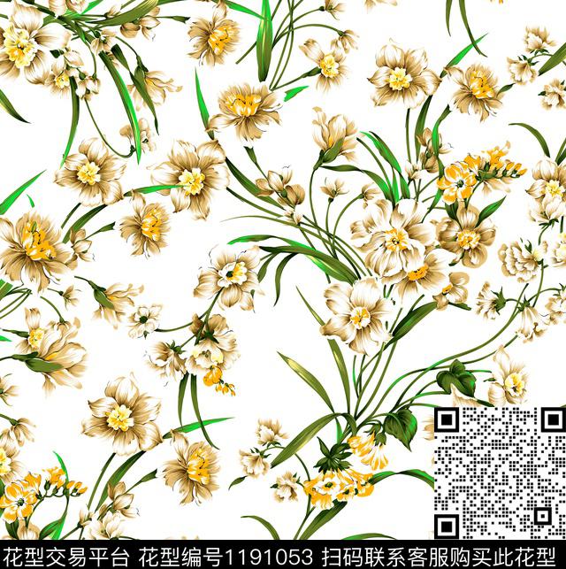 数码华亿平台花卉大牌风数码印花华亿平台下载（图片编号: 1191053） - 瓦栏（Walan）