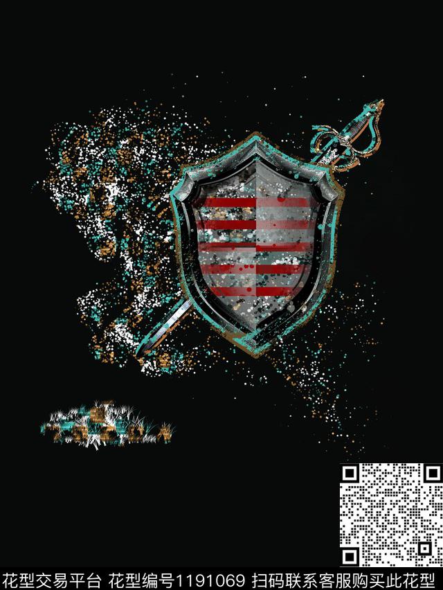 骑士几何大牌风数码印花华亿平台下载（图片编号: 1191069） - 瓦栏（Walan）