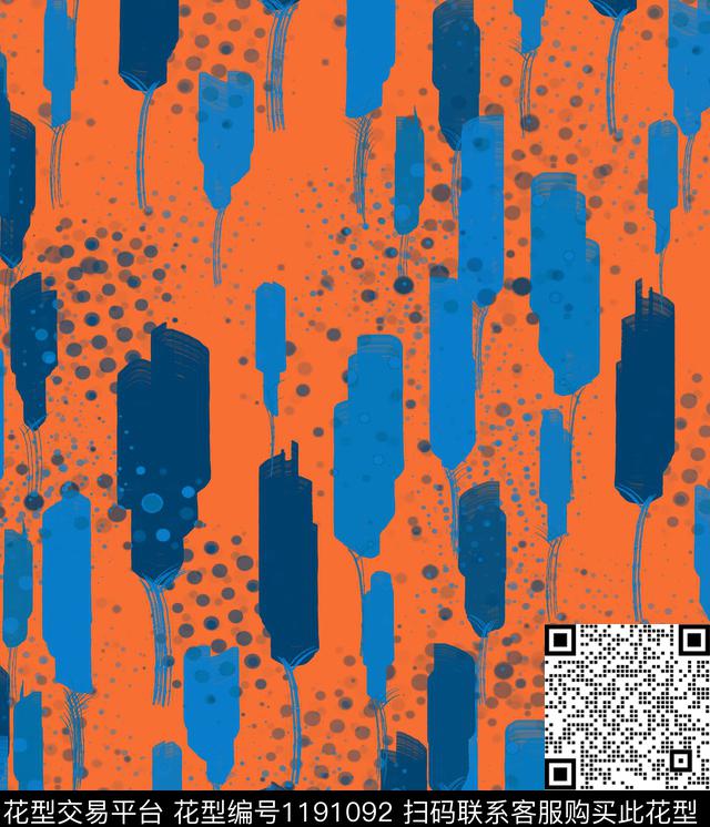 抽象手绘花卉数码印花华亿平台下载（图片编号: 1191092） - 瓦栏（Walan）