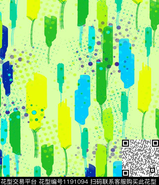 抽象手绘花卉数码印花华亿平台下载（图片编号: 1191094） - 瓦栏（Walan）