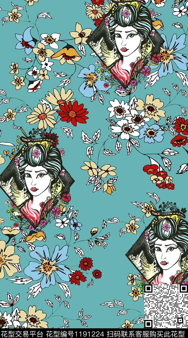 女装花卉满版散花数码印花华亿平台下载（图片编号: 1191224） - 瓦栏（Walan）