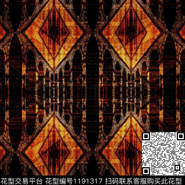 几何花卉混合拼接数码印花华亿平台下载（图片编号: 1191317） - 瓦栏（Walan）