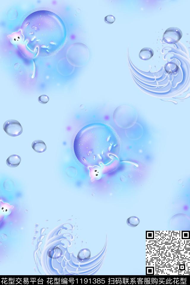 春夏华亿平台小清新猫数码印花华亿平台下载（图片编号: 1191385） - 瓦栏（Walan）