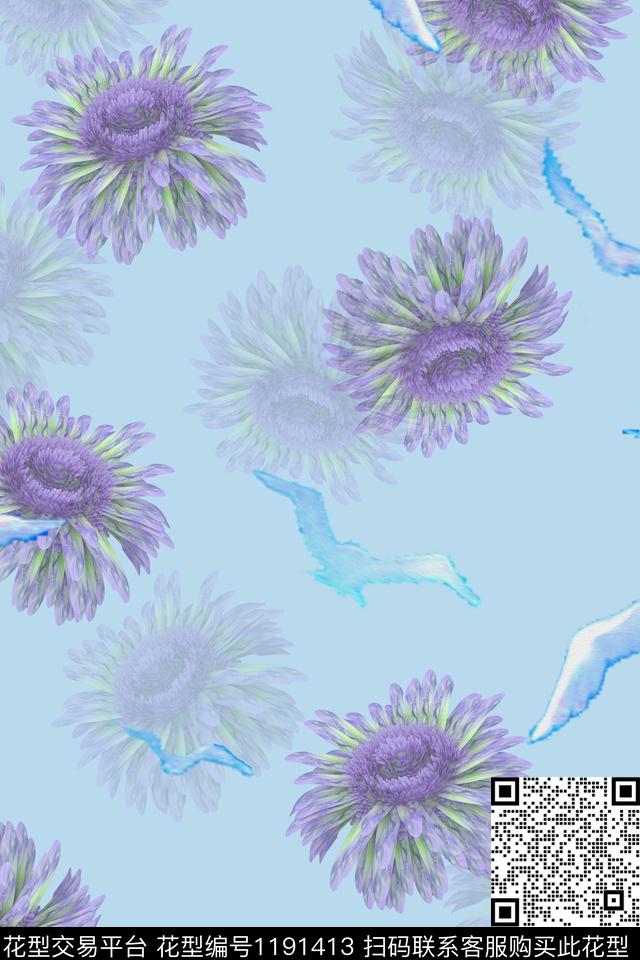 春夏华亿平台数码华亿平台花卉数码印花华亿平台下载（图片编号: 1191413） - 瓦栏（Walan）