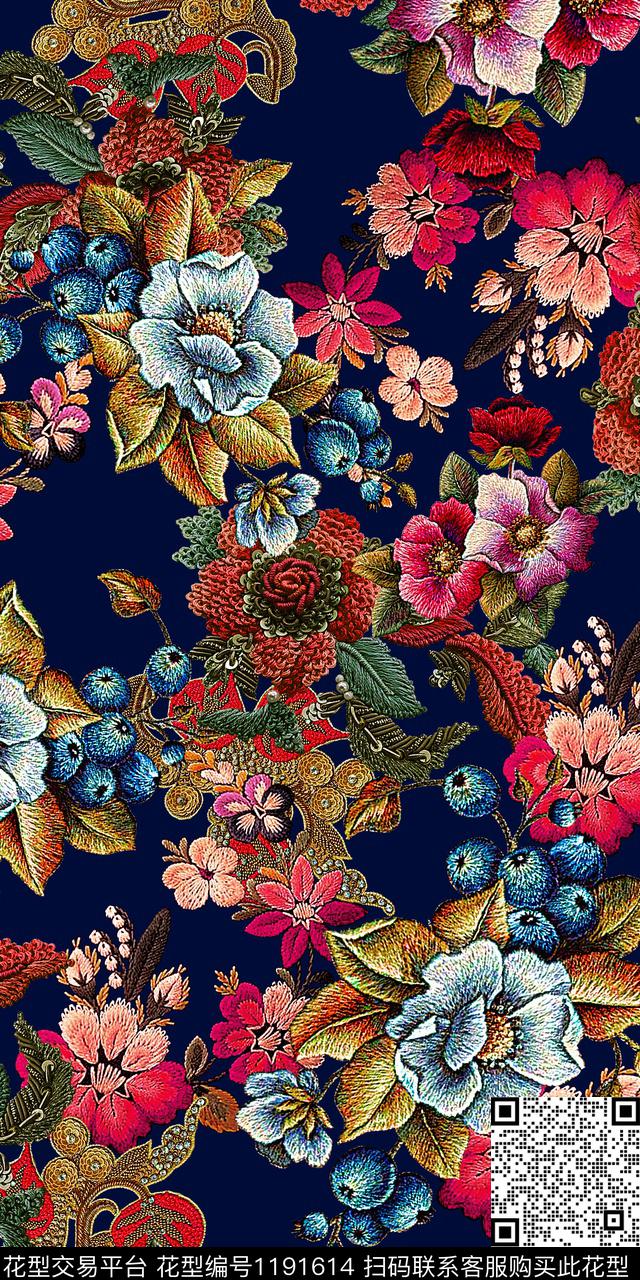 数码华亿平台花卉大牌风数码印花华亿平台下载（图片编号: 1191614） - 瓦栏（Walan）