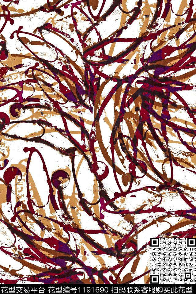 线条画涂鸦潮牌传统印花华亿平台下载（图片编号: 1191690） - 瓦栏（Walan）