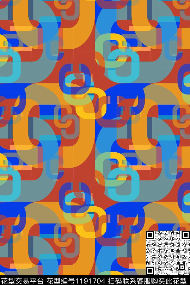 几何锁链印花迷彩图案传统印花华亿平台下载（图片编号: 1191704） - 瓦栏（Walan）